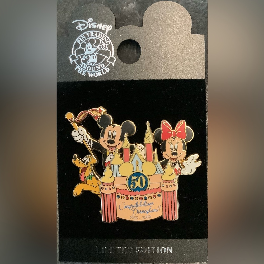 Disney Mickey and Minnie 50th Celebration Pin - Gold and Red